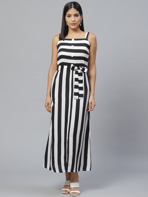 

SIRIKIT Women White & Black Striped Maxi Dress