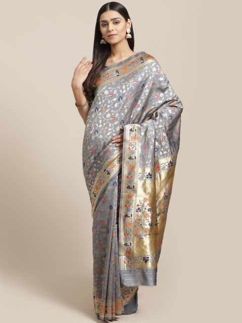 

Saree mall Grey & Golden Woven Design Banarasi Saree