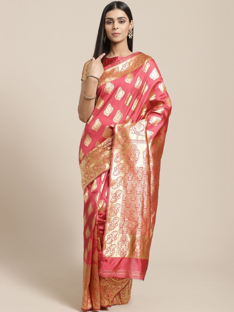 

Saree mall Rust Red & Golden Woven Design Banarasi Saree
