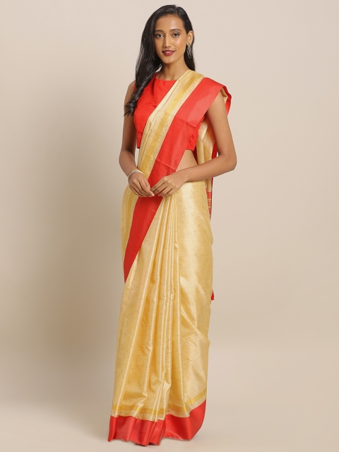 

KALINI Cream-Coloured Art Silk Printed Mysore Silk Saree