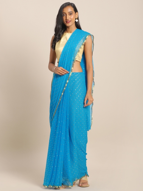 

KALINI Blue Embellished Pure Chiffon Saree