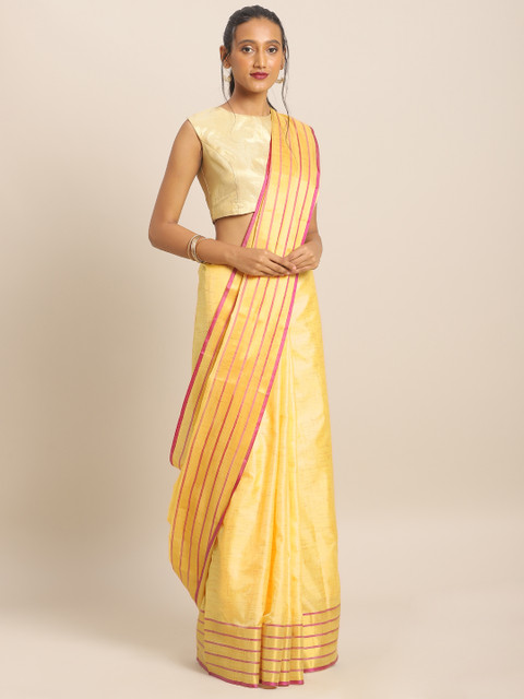 

KALINI Yellow Art Silk Printed Mysore Silk Saree