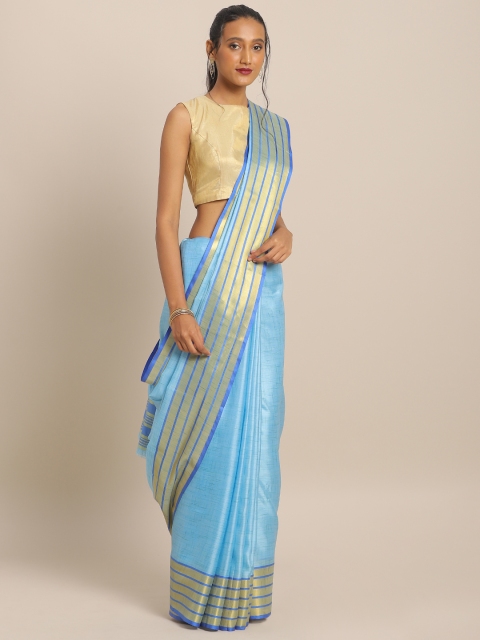 

KALINI Blue & Gold-Toned Art Silk Woven Design Mysore Silk Saree