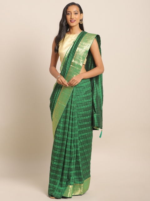 

KALINI Green Art Silk Checked Mysore Silk Saree