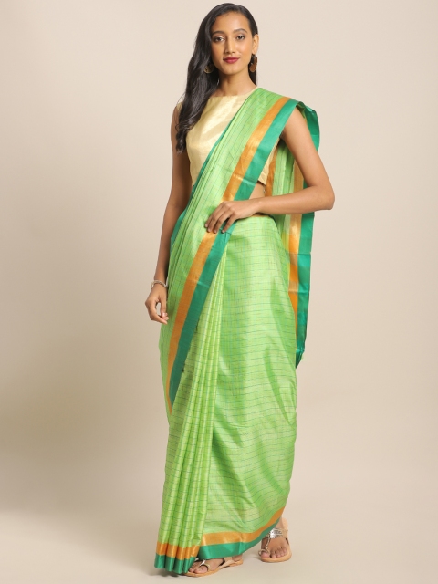 

KALINI Lime Green Printed Art Silk Saree