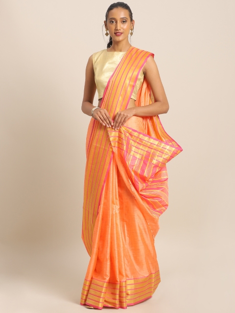 

KALINI Orange & Pink Art Silk Woven Design Mysore Silk Saree