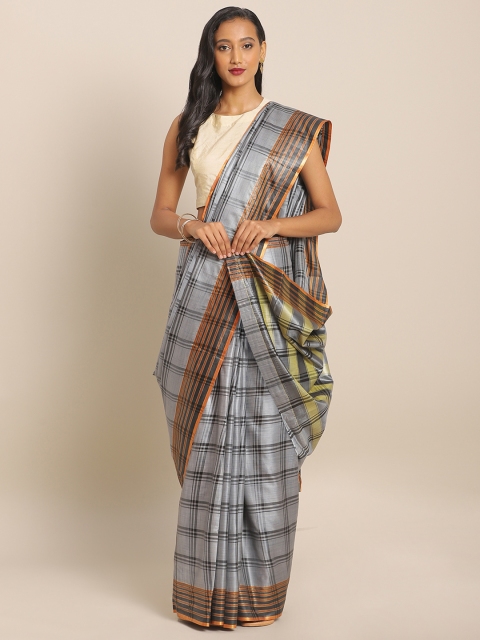 

KALINI Grey & Black Art Silk Printed Mysore Silk Saree