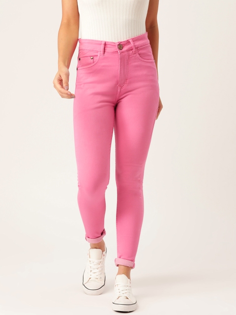 

PARIS HAMILTON Women Pink Slim Fit High-Rise Clean Look Stretchable Jeans