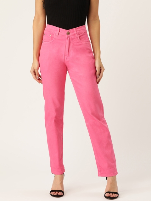 

PARIS HAMILTON Women Pink Boyfriend Fit High-Rise Clean Look Stretchable Jeans