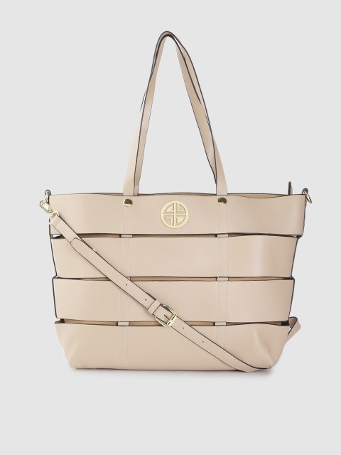

Carlton London Beige Solid Shoulder Bag with Cut-Outs