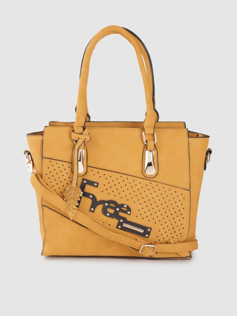 

Carlton London Mustard Yellow Laser Cut & Embellished Shoulder Bag