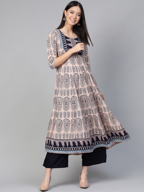 

HERE&NOW Women Mauve & Black Paisley Print A-Line Kurta