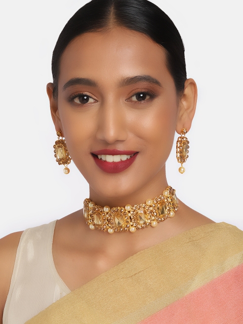 

Anouk Gold-Plated Stone Studded Choker Jewellery Set