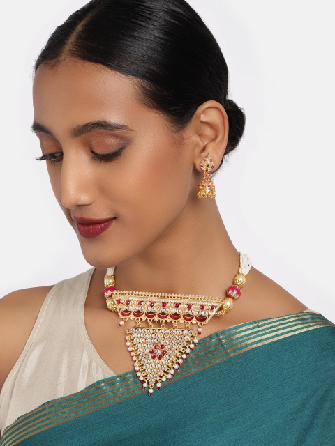 

Anouk Gold-Plated Stoned Polaki With Earring Set