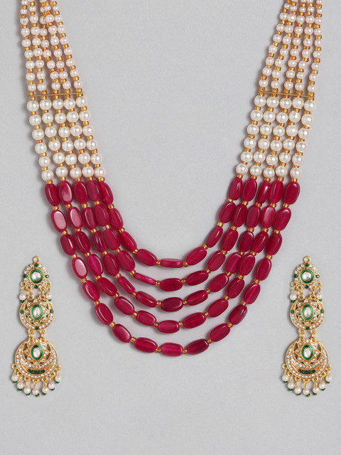 

Anouk Women Maroon & White Gold-Plated Jewellery Set
