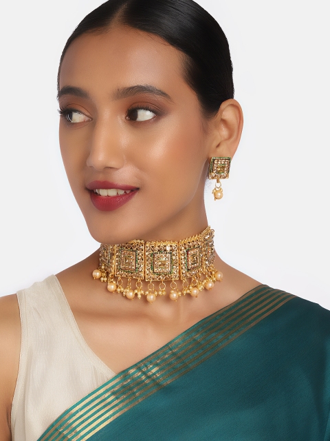 

Anouk Women Gold-Plated Stone Studded Jewellery Set