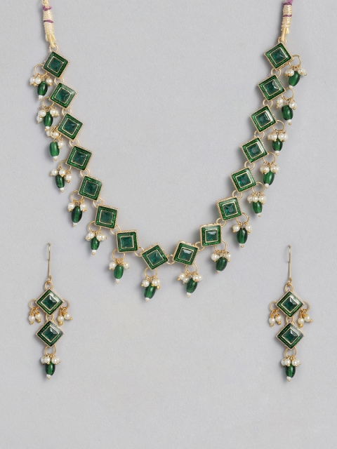 

Anouk Women Gold-Plated & Green Stone Studded Jewellery Set