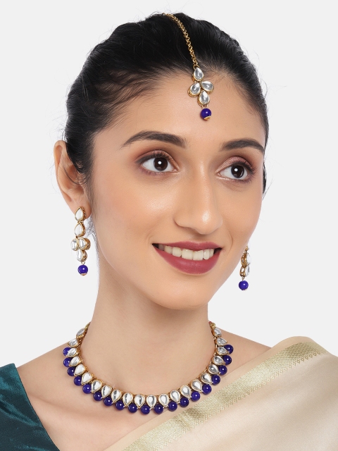 

Anouk Women Blue & Silver Gold-Plated Jewellery Set