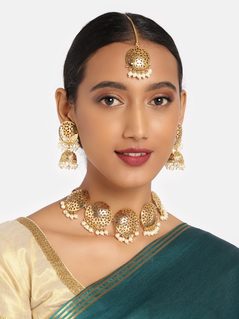 

Anouk Women White & Gold-Plated Jewellery Set