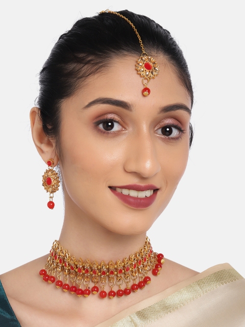 

Anouk Red Gold-Plated Studded Jewellery Set