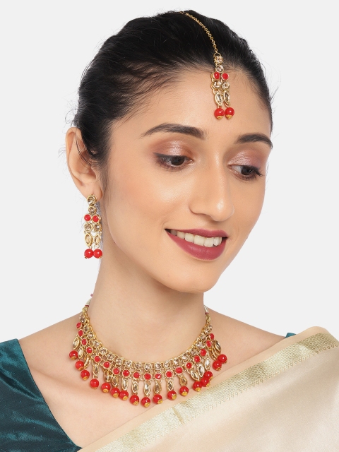 

Anouk Gold-Plated & Red Studded Jewellery Set