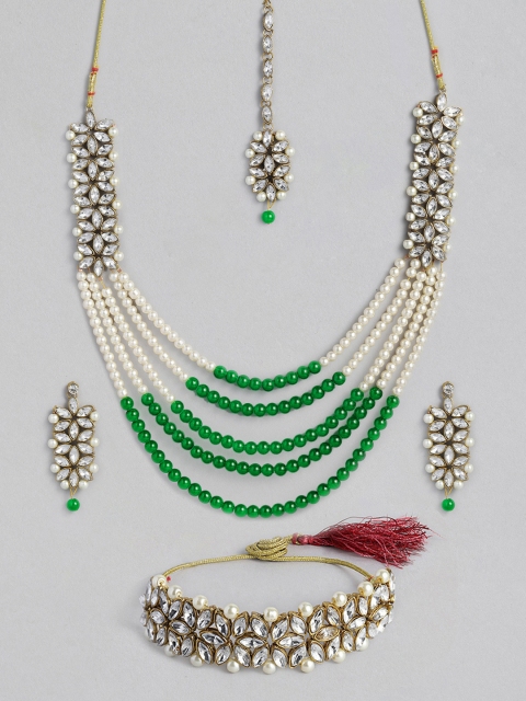 

Anouk Gold Plated Rajputana Choker, Layered Necklace, Earrings and Maang Tika Set