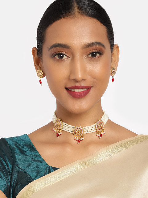 

Anouk Women Gold-Plated & White Jewellery Set