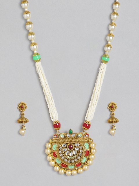 

Anouk Women White & Gold-Plated Jewellery Set