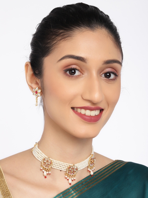 

Anouk Women Gold-Plated & White Jewellery Set