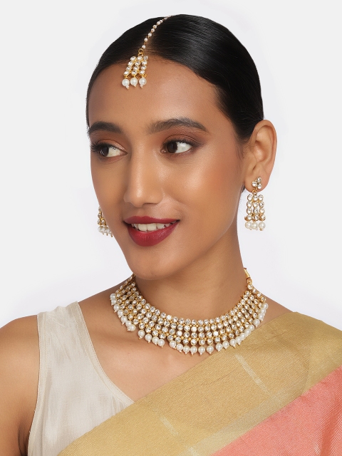 

Anouk Gold-Plated & Off-White Stone Studded Jewellery Set