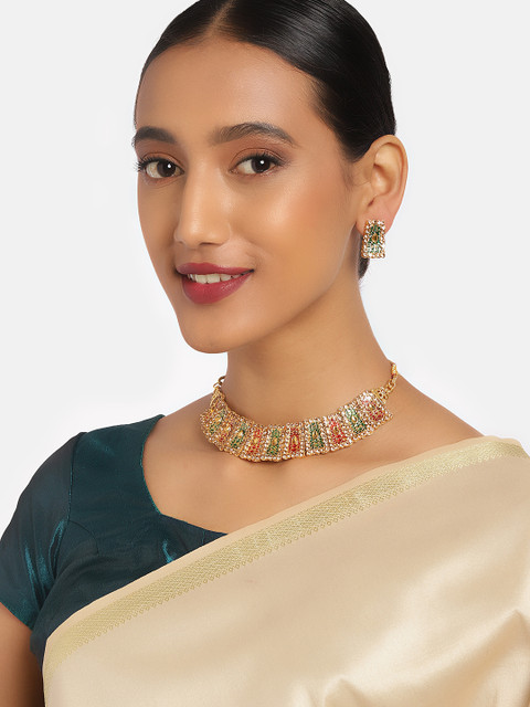 

Anouk Women Gold-Plated & Green Jewellery Set
