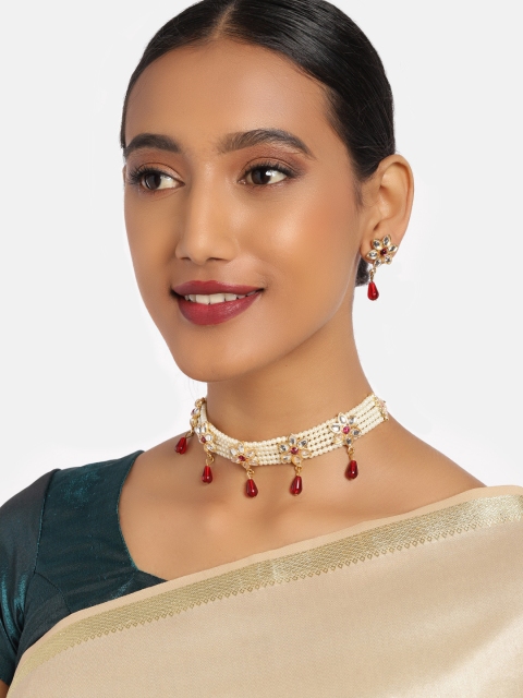 

Anouk Women Gold-Toned & White Jewellery Set