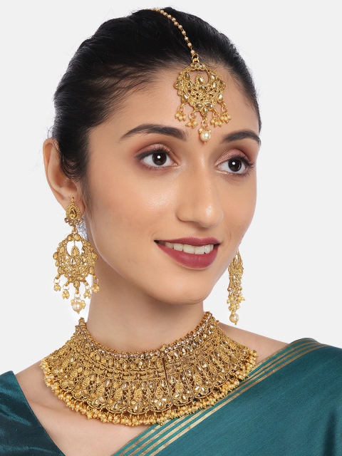 

Anouk Gold-Plated Stone Studded Choker Jewellery Set