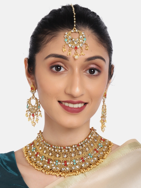 

Anouk Gold-Plated Stone Studded Choker Jewellery Set