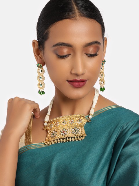 

Anouk Women White & Gold-Plated Jewellery Set