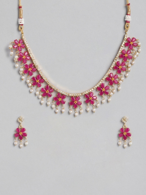 

Anouk Pink & White Gold-Plated Studded Jewellery Set