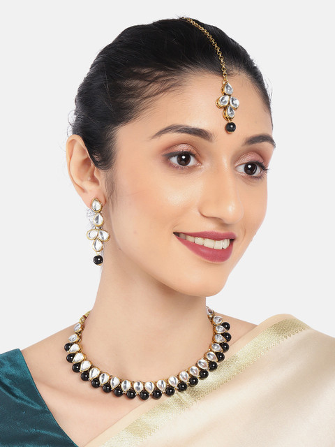 

Anouk Women Blue & Silver Gold-Plated Jewellery Set