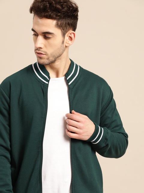 

ether Men Green Solid Sweatshirt