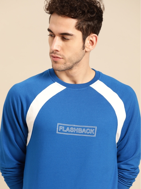 

ether Men Blue & White Solid Sweatshirt