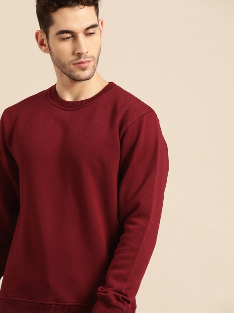 

ether Men Maroon Solid Sweatshirt