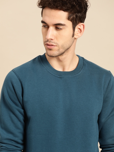 

ether Men Teal Blue Solid Sweatshirt