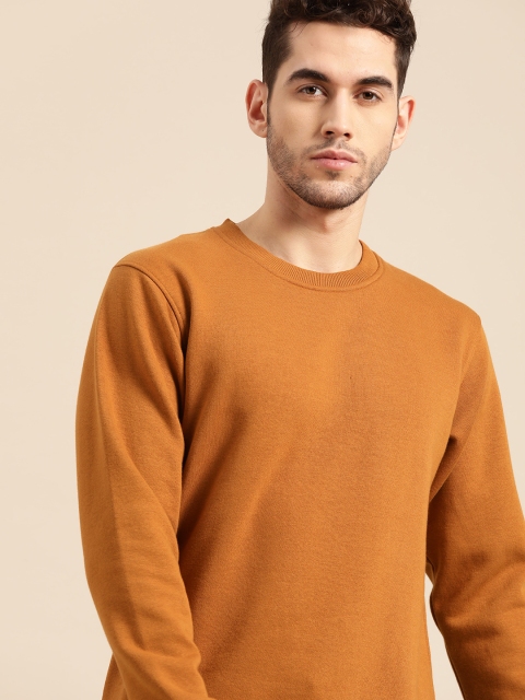 

ether Men Mustard Brown Solid Sweatshirt