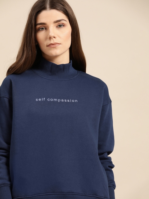 

ether Women Navy Blue Printed Detail Sweatshirt