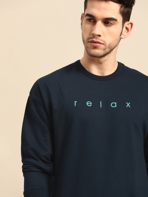 

ether Men Navy Blue Solid Sweatshirt