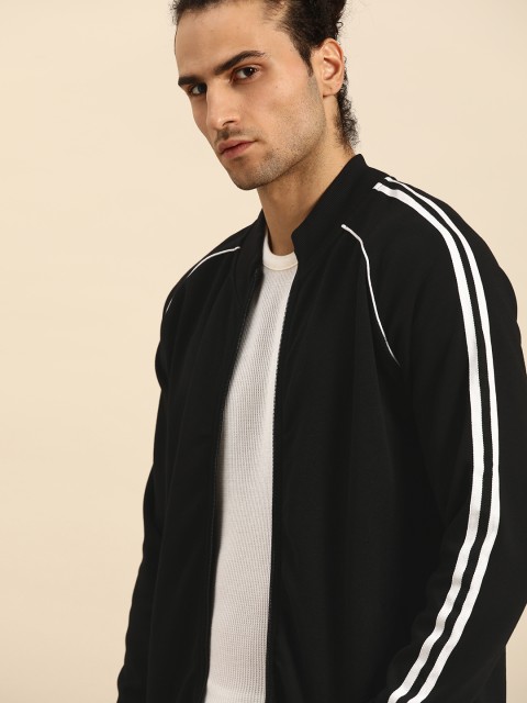 

ether Men Black Solid Sweatshirt with Side Taping Detail