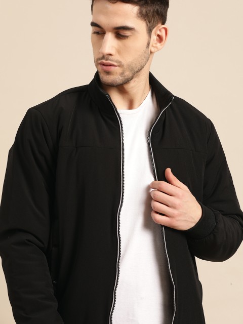 

ether Men Black Solid Padded Jacket