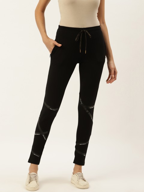 

Sweet Dreams Women Black Striped Slim Fit Track Pants