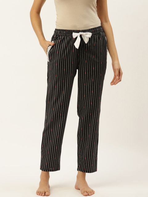 

Sweet Dreams Women Black & White Striped Lounge Pants