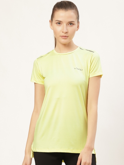 

Sweet Dreams Women Fluorescent Green Slim Fit Self Design Round Neck Workout T-shirt