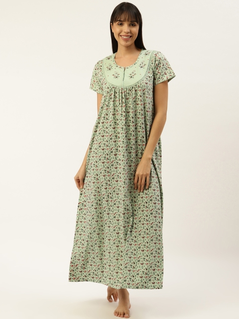 

Sweet Dreams Green & Red Floral Print Maxi Nightdress